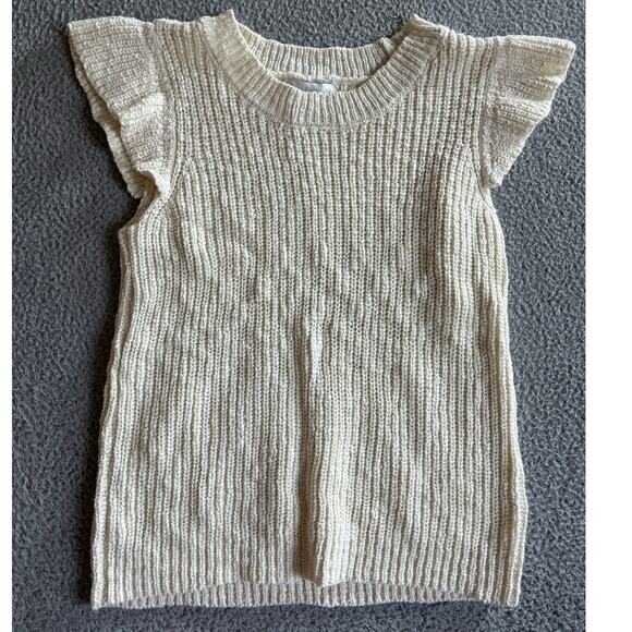 Design History Sweater Top Small Chunky Flutter Sleeve Crewneck Cream White - Picture 1 of 13